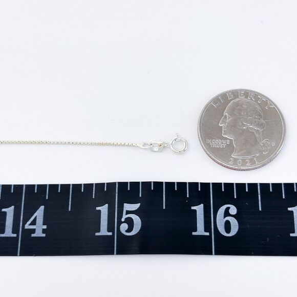 Vintage Italy SU Sterling Silver 925 0.8mm Box Chain Necklace 15.75" - Picture 2 of 3